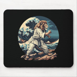 Kickboxing Lion Waves Taekwondo Jiu-Jitsu Mma Lion Mouse Mat