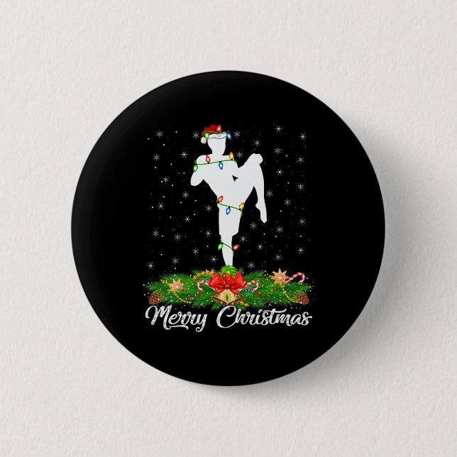 Kickboxing Lover Matching Santa Hat Kickboxing Chr 6 Cm Round Badge (Front)