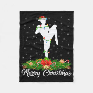 Kickboxing Lover Matching Santa Hat Kickboxing Chr Fleece Blanket