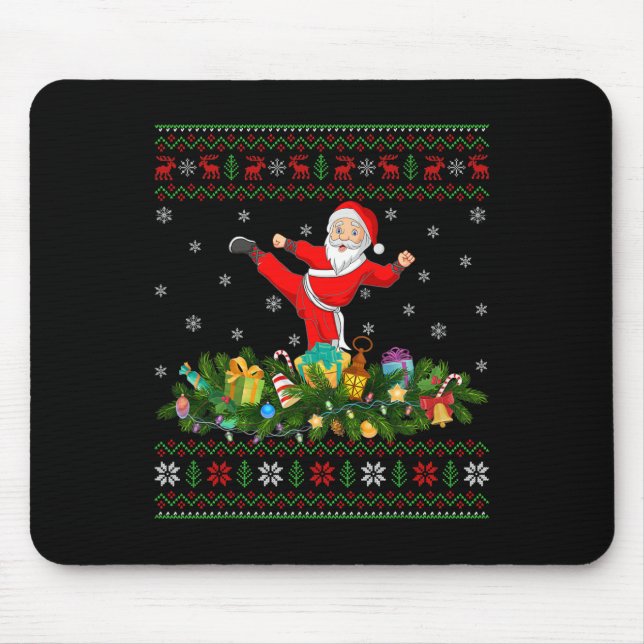 Kickboxing Martial Art Lover Xmas Ugly Kickboxing  Mouse Mat (Front)