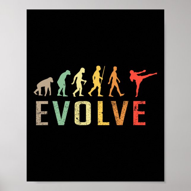 Kickboxing Muay-thai Evolution Vintage Funny Desig Poster (Front)