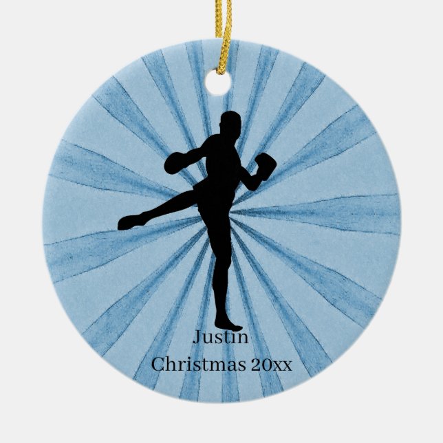 Kickboxing Name Ceramic Tree Decoration (Front)