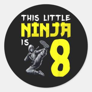 Kickboxing Ninjas This Little Ninja Is 8 Years Old Classic Round Sticker