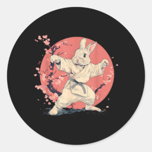 Kickboxing Rabbit Karate Taekwondo Jiu-Jitsu MMA Classic Round Sticker