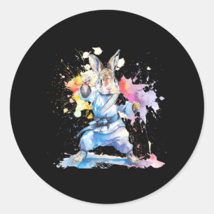 Kickboxing Rabbit Karate Taekwondo Jiu-Jitsu MMA Classic Round Sticker