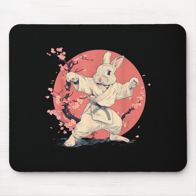 Kickboxing Rabbit Karate Taekwondo Jiu-Jitsu MMA Mouse Mat (Front)