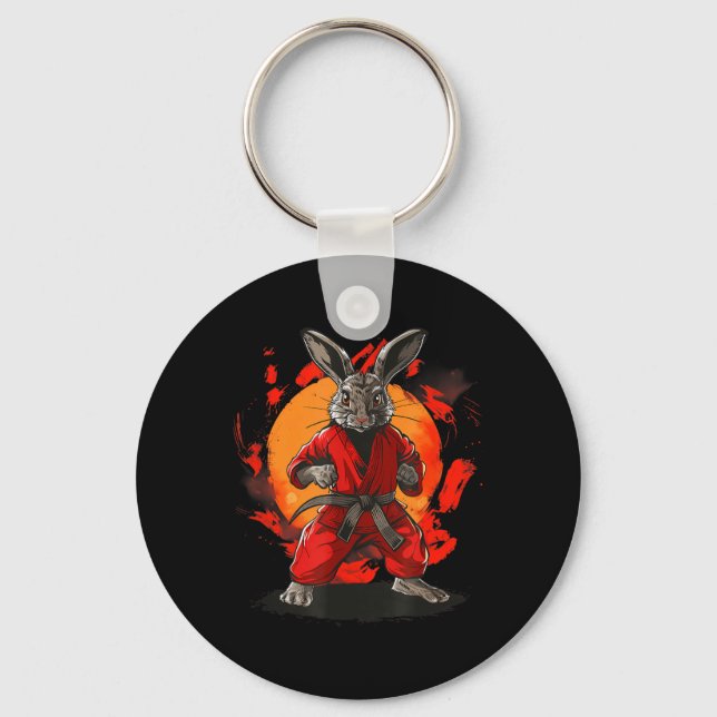 Kickboxing Rabbit Taekwondo Karate MMA Bunny Key Ring (Front)