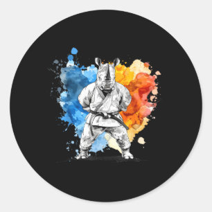 Kickboxing Rhino Taekwondo Karate MMA Funny Classic Round Sticker