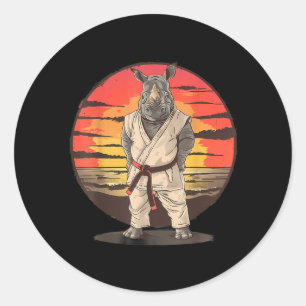 Kickboxing Rhino Taekwondo Karate MMA Funny Classic Round Sticker
