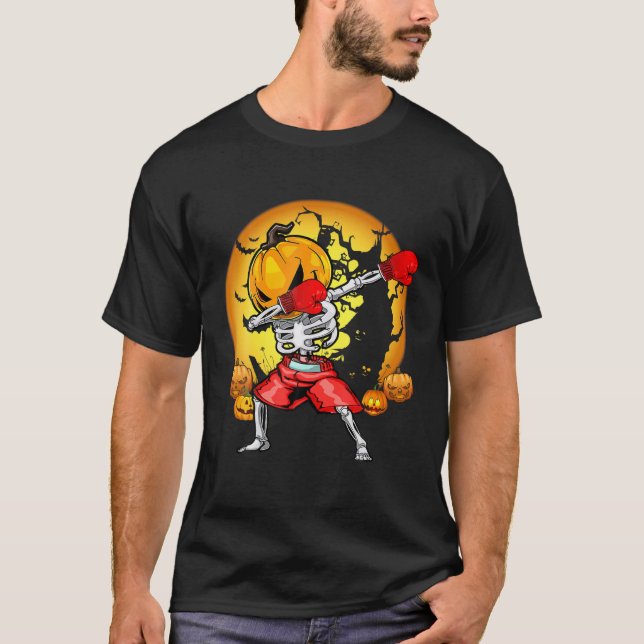 Kickboxing Skeleton Dabbing Halloween Pumkin Women T-Shirt (Front)