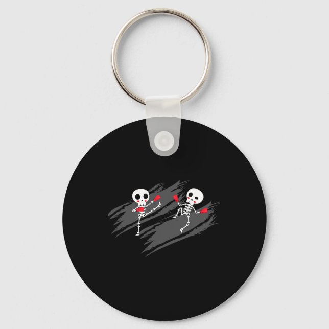 Kickboxing Skeleton Funny Kickboxer Boxing _2  Key Ring (Front)