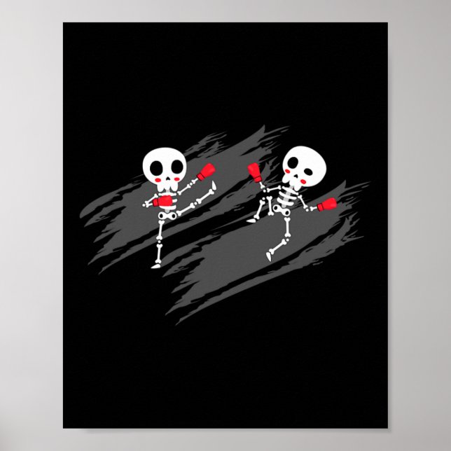 Kickboxing Skeleton Funny Kickboxer Boxing _2  Poster (Front)
