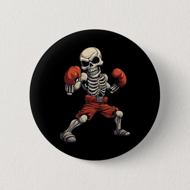 Kickboxing Skeleton Funny Kickboxer Boxing  6 Cm Round Badge (Front)