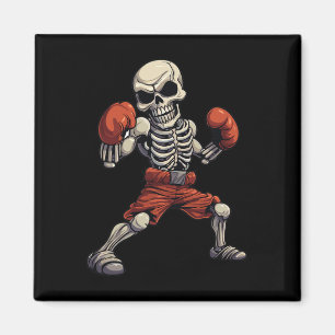 Kickboxing Skeleton Funny Kickboxer Boxing Magnet