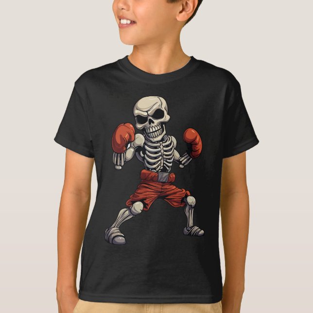 Kickboxing Skeleton Funny Kickboxer Boxing  T-Shirt (Front)