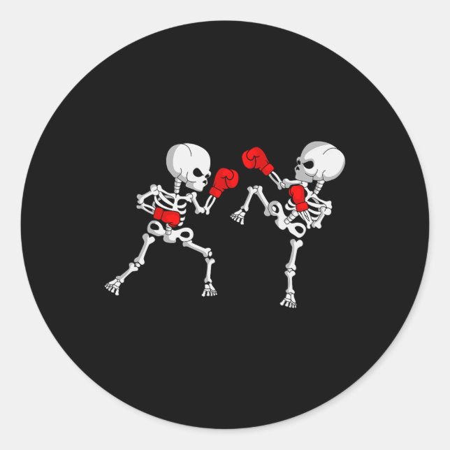 Kickboxing Skeleton Kickboxer Boxing Mma  Classic Round Sticker (Front)