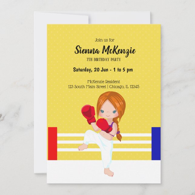 Kickboxing sport invitation (Front)