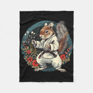 Kickboxing Squirrel Floral Judo Squirrel Lover Kar Fleece Blanket