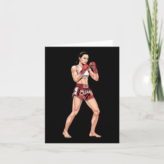 Kickboxing Stance Thai Boxing A Muay Thai Fighter  Card (Front)