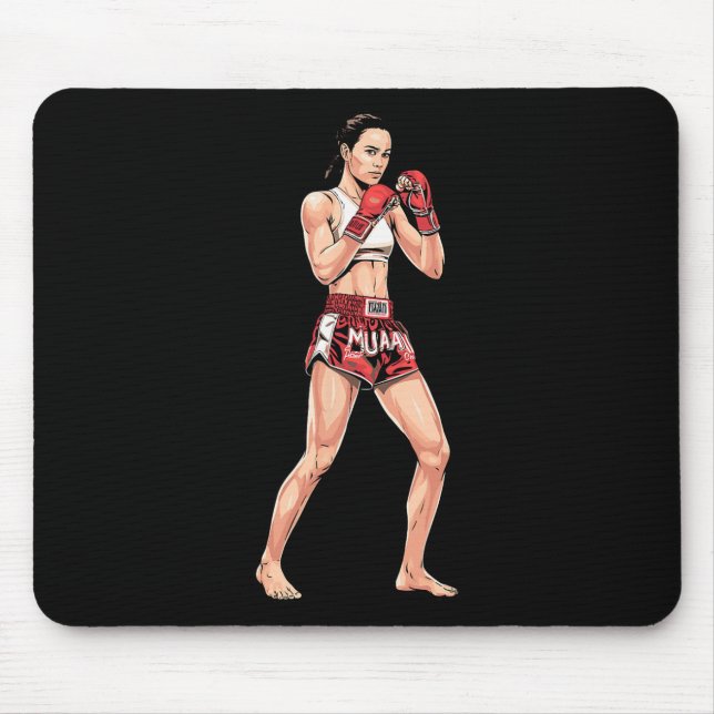 Kickboxing Stance Thai Boxing A Muay Thai Fighter  Mouse Mat (Front)