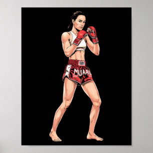 Kickboxing Stance Thai Boxing A Muay Thai Fighter  Poster
