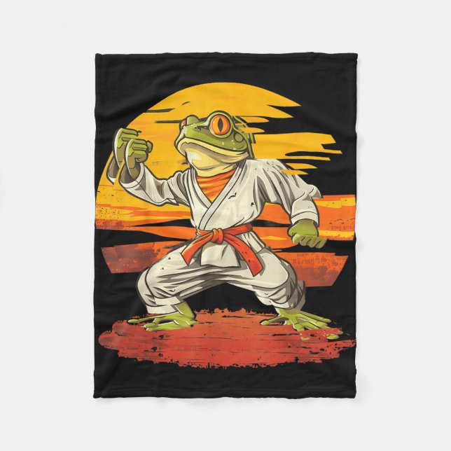Kickboxing Sunset Jiu-Jitsu Mma Toad Taekwondo Fleece Blanket (Front)