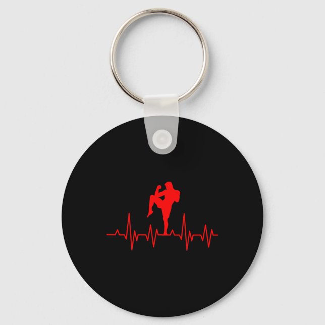 Kickboxing Thai Boxing Heartbeat Muay Thai  Key Ring (Front)