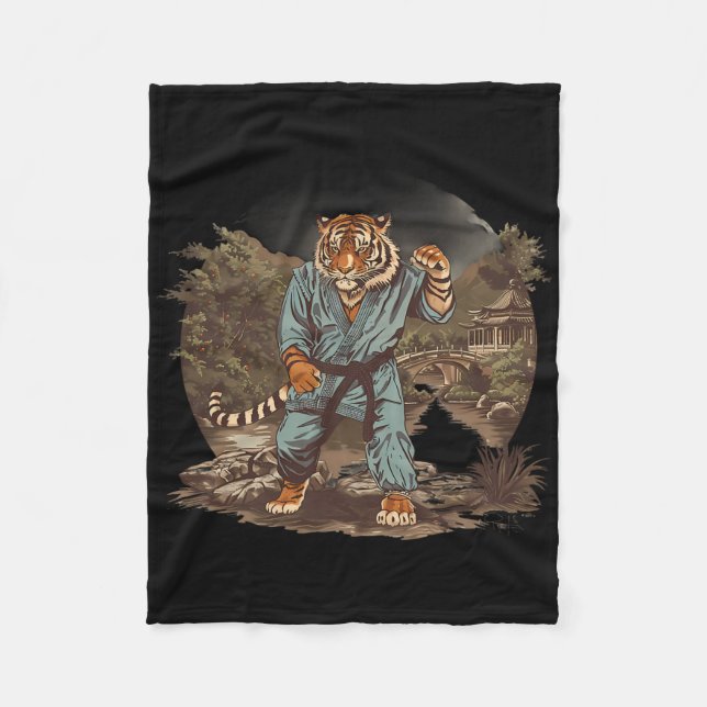 Kickboxing Tiger Pagoda Temple Martial Arts Karate Fleece Blanket (Front)