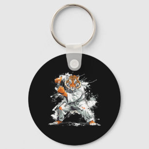 Kickboxing Tiger Watercolor Martial Arts Karate Key Ring