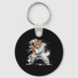 Kickboxing Tiger Watercolor Martial Arts Karate Ti Key Ring