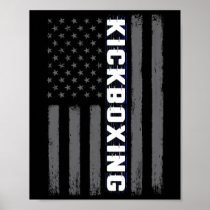 Kickboxing Usa American Flag Gift Martial Arts Spo Poster
