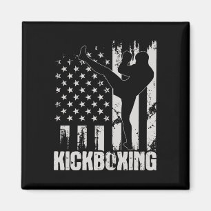 Kickboxing - Usa American Flag Kickboxer Comt Self Magnet