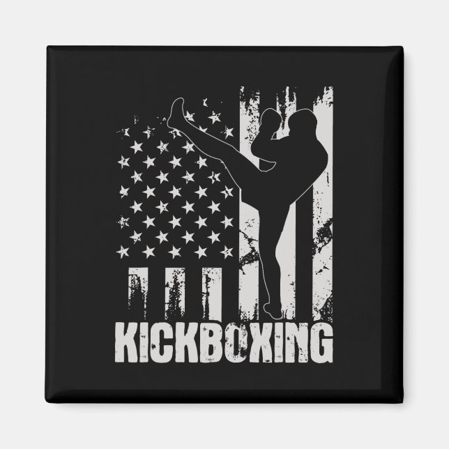 Kickboxing - Usa American Flag Kickboxer Comt Self Magnet (Front)