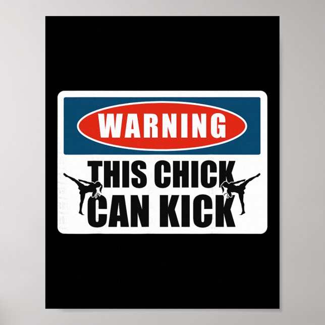 Kickboxing Vintage Warning This Chick Can Kick  Poster (Front)