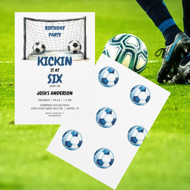 Kickin it at Six 6th Soccer Birthday Party II Invitation (Creator Uploaded)