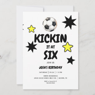 Kickin it at Six Soccer 6th Birthday Party Invitation
