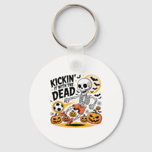 Kickin' It Halloween Skeleton Soccer Player  Key Ring