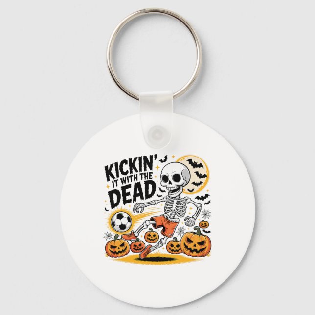 Kickin' It Halloween Skeleton Soccer Player  Key Ring (Front)