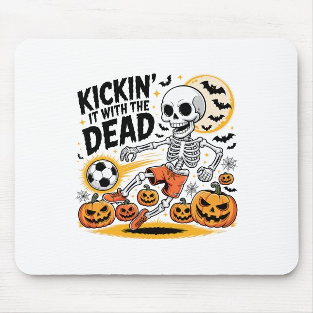 Kickin' It Halloween Skeleton Soccer Player  Mouse Mat (Front)