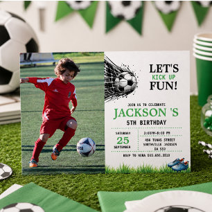 Kickin' It Into Gear   Soccer 5th Birthday Party  Invitation