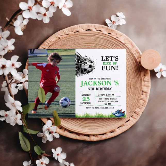 Kickin' It Into Gear | Soccer 5th Birthday Party  Invitation (Creator Uploaded)