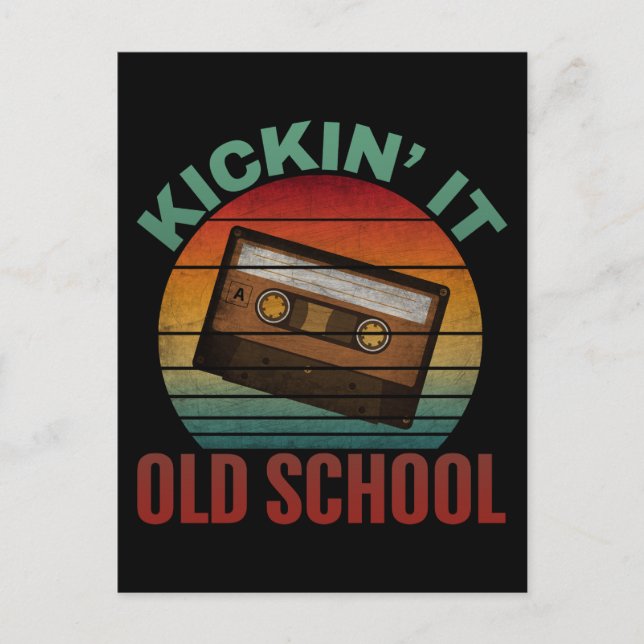 Kickin' It Old School Cassette Tape Postcard (Front)