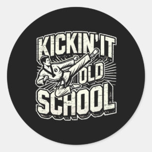 Kickin It Old School Karate Martial Arts Classic Round Sticker