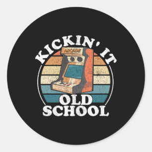 Kickin It Old School Retro 80s Arcade Game Video G Classic Round Sticker