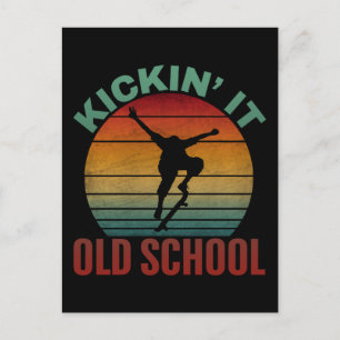 Kickin' It Old School Skateboarding Skateboard Postcard