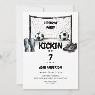 Kickin it Soccer Birthday Party Invitation
