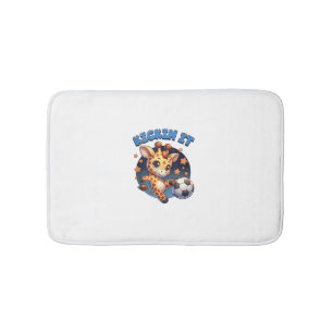 Kickin It Soccer Player Giraffe Ball Girls Boys An Bath Mat