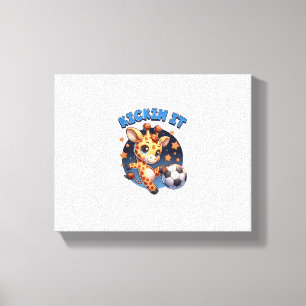 Kickin It Soccer Player Giraffe Ball Girls Boys An Canvas Print