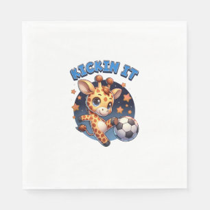 Kickin It Soccer Player Giraffe Ball Girls Boys An Napkin