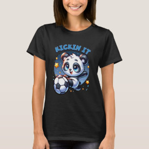 Kickin It Soccer Player Panda Graphic T-Shirt
